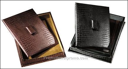 Croco Leather Single Document Tray with Cover