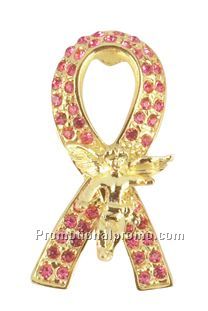 Crystal Pink Ribbon with Guardian Angel