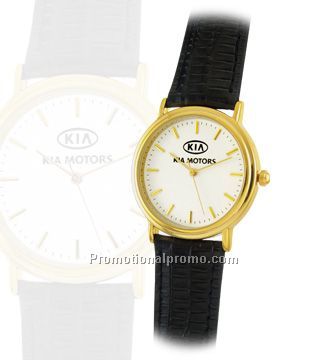 Double Rings - ladies golden watch, leather strap