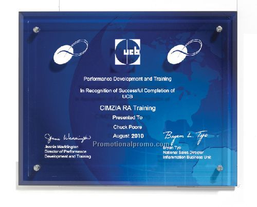 Globe Background Plaque with Laser Imprint