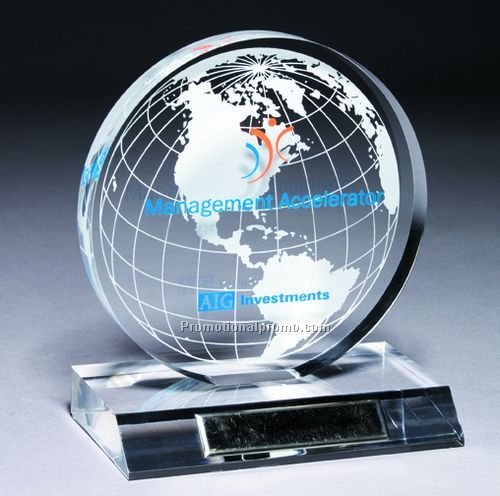 Globe Circle Clear Award with Laser Imprint
