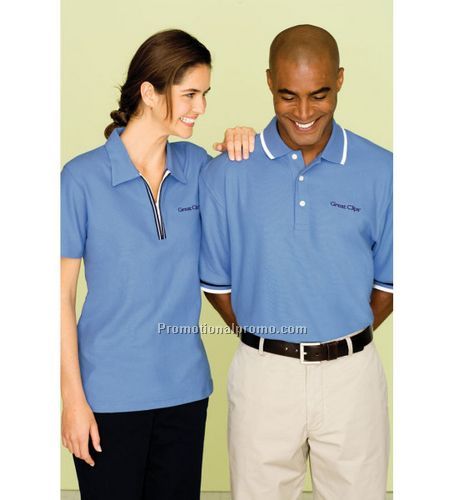 Ladies' Sripped Placket Performance Pique