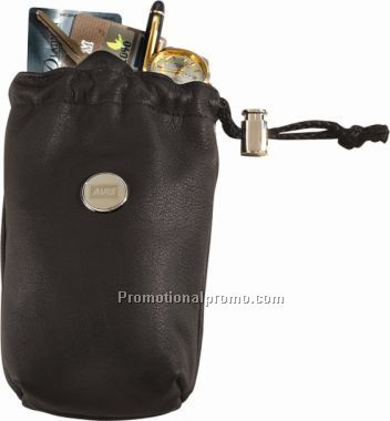 Leather 38432Drawstring Valuable Pouch