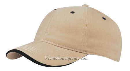 Micro-Brushed Cotton Twill Cap with Contrast Lip Peak