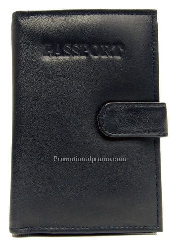 Passport Cover / with Flap & Button Closure / Napa / Black