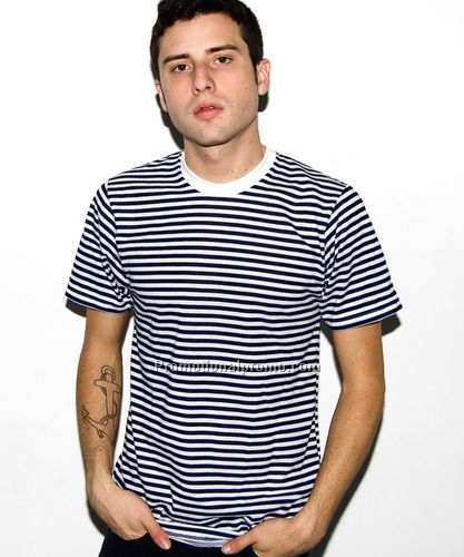 Poly Cotton Striped S/S Crew Neck T