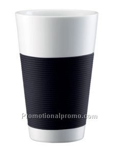 Porcelain Double Wall Cup, Large/Cooler, 0.35L / 11.8oz., Black - Set of 2