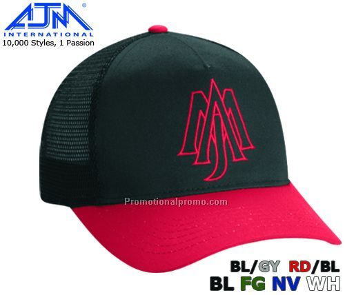 Pro-Look Mesh Back Style. Polycotton/Nylon Mesh, 5 Panel Caps