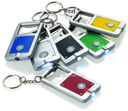 Push Button Flashlight with Bottle Opener Keychain