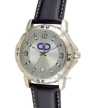 Raft - Gent's silver watch with leather strap