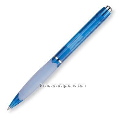 Translucent Bright Blue Ball Pen/Frosted White Grip