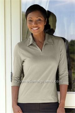 WOMEN37459 PIMA BLEND 3/4 SLEEVE POLO