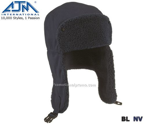 Winter Bomber Hat with Earflaps, Brush Cotton / Acrylic Pile Earflaps