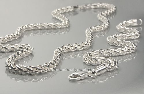 ladies' 20"sterling silver necklace and bracelet set, woven style