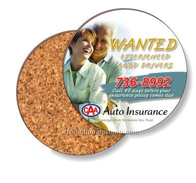 .123 Natural Cork & Clear Plastic Premium Coasters / Round