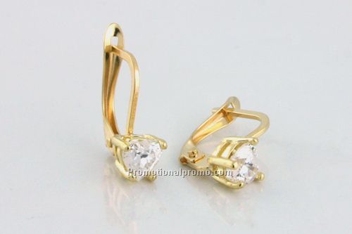 10k french back earrings with heart CZ
