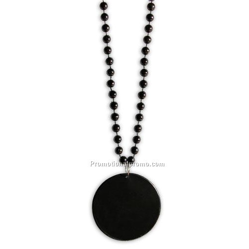 33" Black Medallion Beads