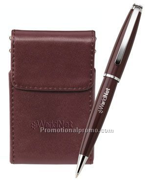 Autumn Ballpoint & Leather Card Case Set - Terra