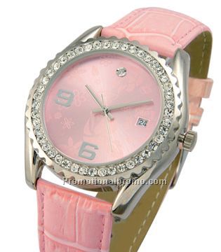 Bezel Crystal Watch - Pink