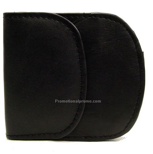 Bi-Fold Wallet / Change Purse "Brownie-wallet" design , can loop over belt & snap close / Lambskin Napa / Black