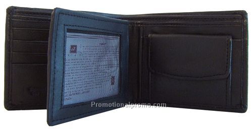 Bi-Fold Wallet / with Centre Section / 2 I.D. Pockets / Change Purse / Lambskin Napa / Black