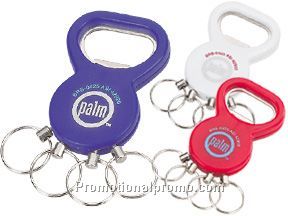 Bottle opener with 4 detachable key rings