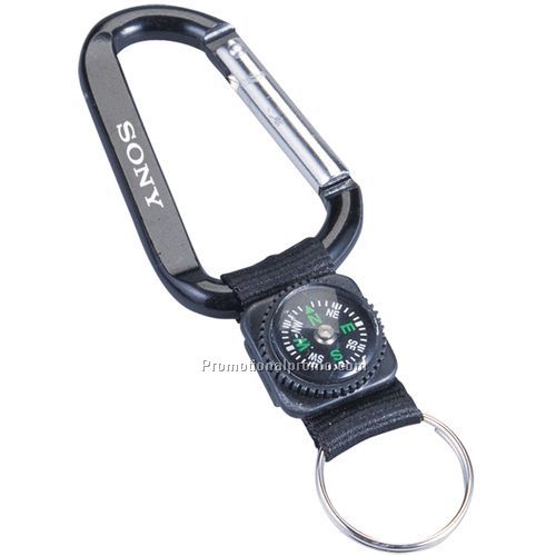 CARABINEER WITH DECORATIVE COMPASS