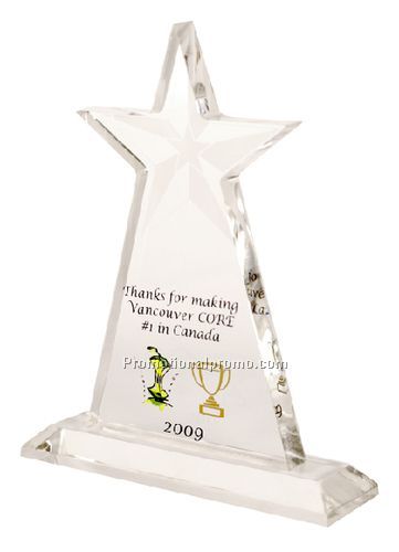Clear Vertical Star Award with Laser Imprint