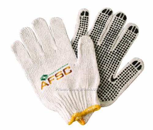 Cotton Work Gloves W/ Rubber Grip Dots - Full Colour Imprint