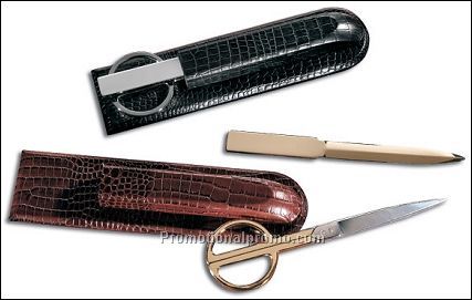 Croco Leather Scissor/Letter Opener Set