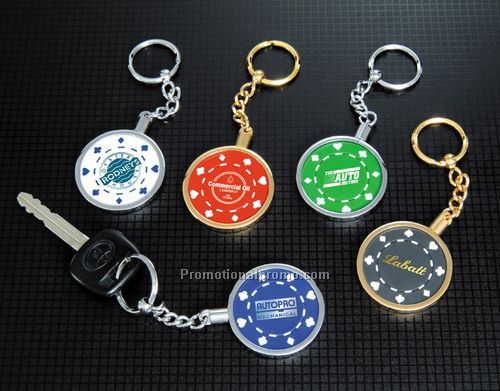 GOLD TONED POKER CHIP KEY TAG