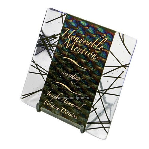 Jeweled Art Glass Plate - Black Web & Rainbow