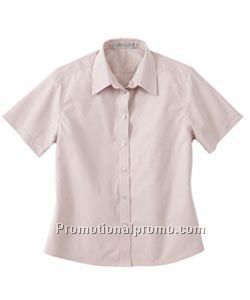 LADIES37408SHORT SLEEVE WRINKLE RESISTANT YARN-DYED SHIRT