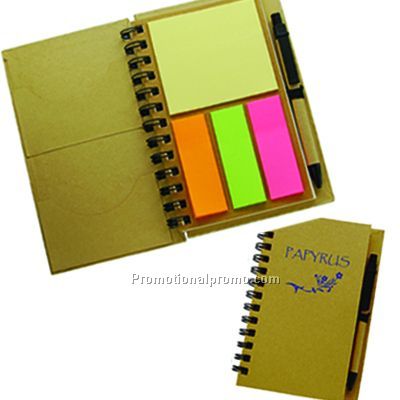 LARGE RECYCLED PAPER NOTEBOOK W/STICKY NOTES