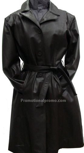 Ladies Full Length Jacket 4 Buttons / Lambskin Napa / Black / Large