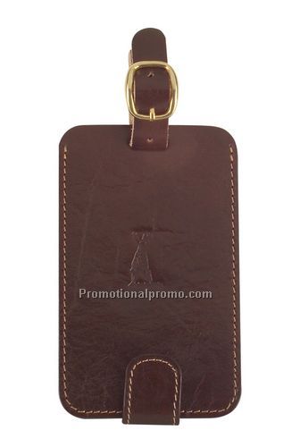 Leather luggage/bag tag