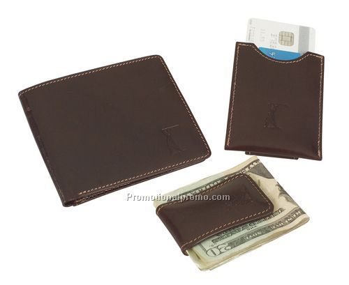 Leather money clip - with wallet