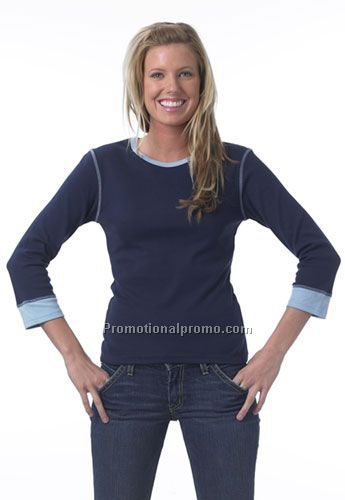 Long Sleeve Contrast Cuff and Neck