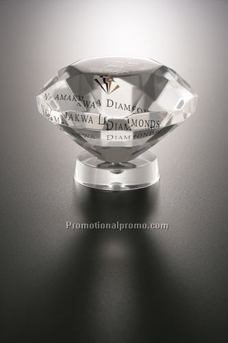 Lucite Embedment Machined Diamond Award on Stand