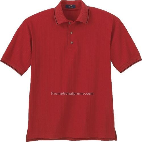 MEN'S VARIEGATED RIBBON PIQUE POLO - White