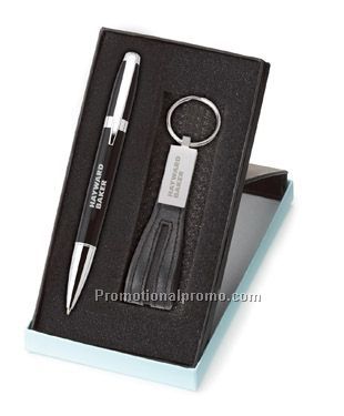 Melody 2-Tone Ballpoint & Leather Key Ring Set - Whimsical