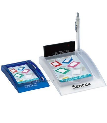 Memo & Pen Holder - Blue/Clear