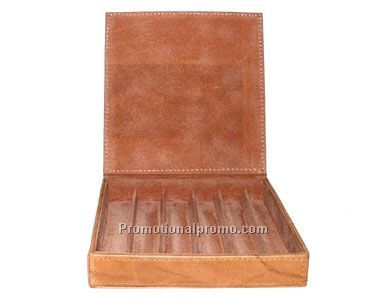 New! Pen Box Valtet Lined/6 Pens/StoneWash Cowhide