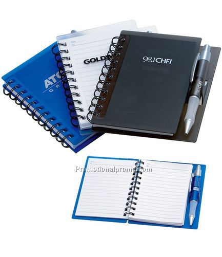 Notebook With Pen - Black/Blue/Clear