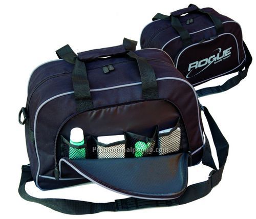 Overnite duffle- Black with grey piping