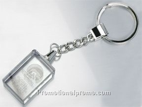 Rectangular  crystal hologram keychain