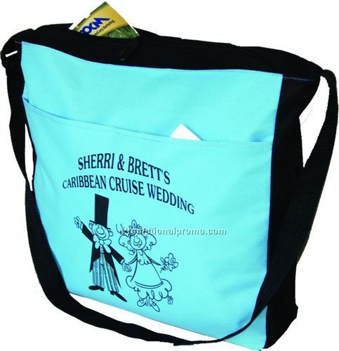 Runway tote-baby blue/black