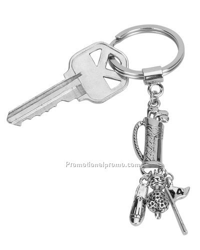 Silver Golf Bag Key Ring
