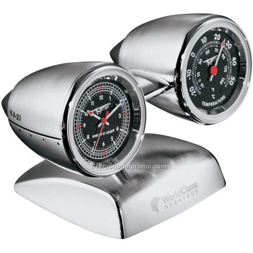 Spirit of St. Louis Analog Clock Thermometer