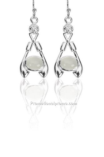 Sterling Silver inverted cross clubs earrings with Chalcedony